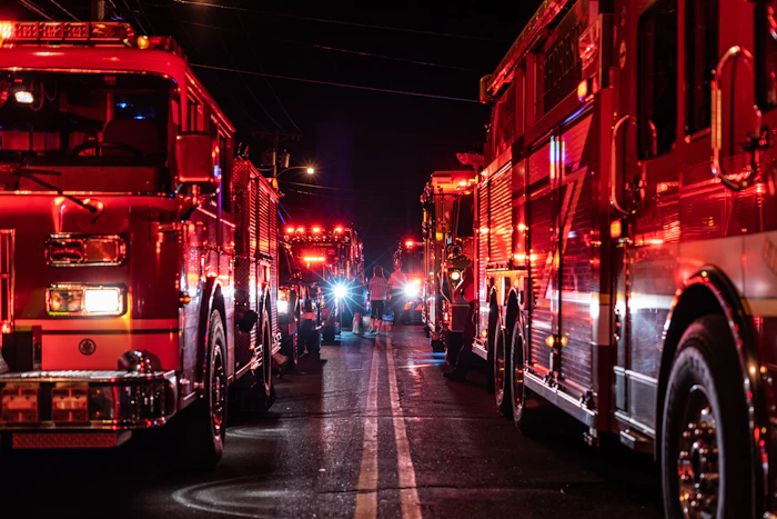 Fire engines responding at night