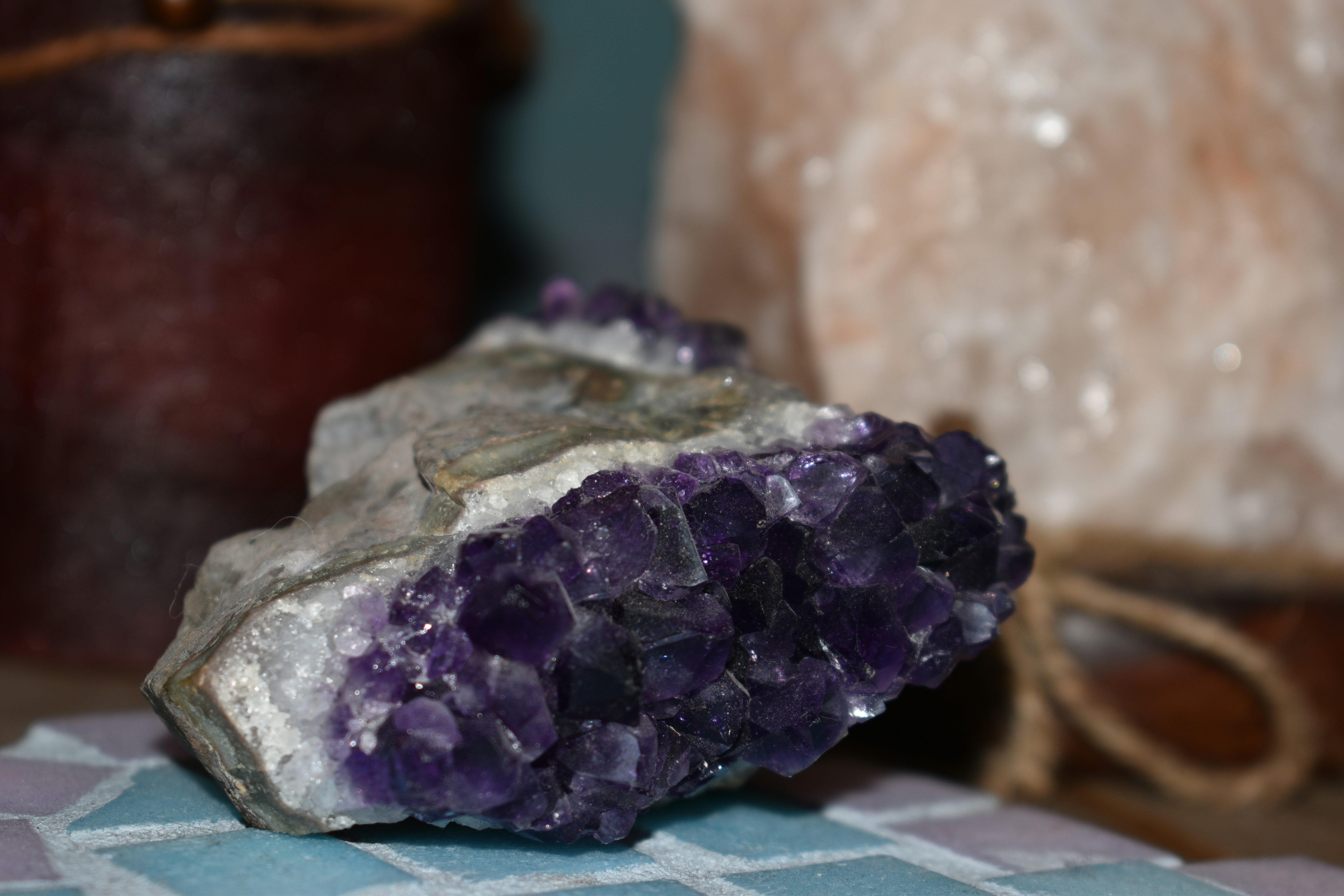 Close-up of natural gemstones and crystals