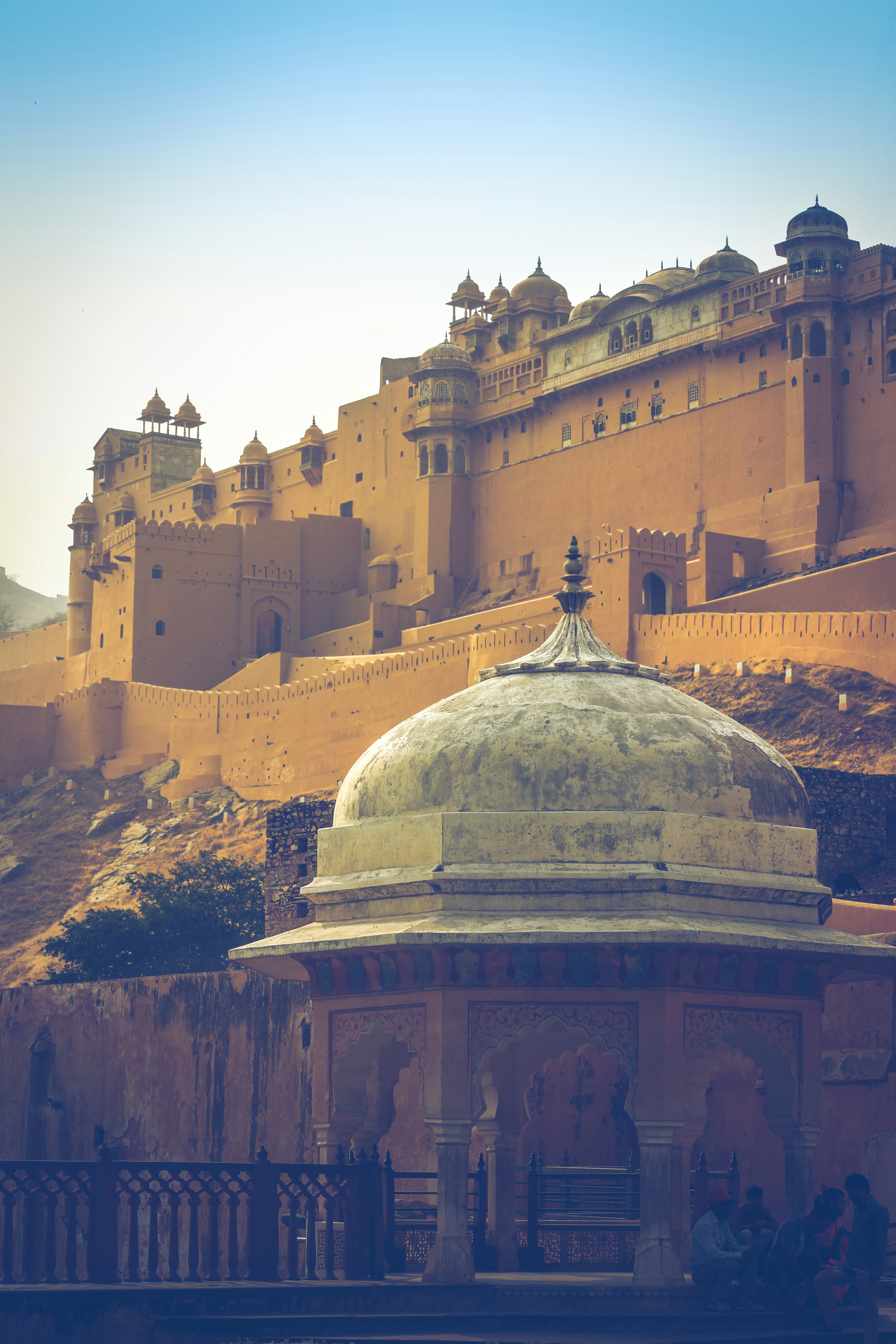 Amber Fort in Jaipur at golden sunset