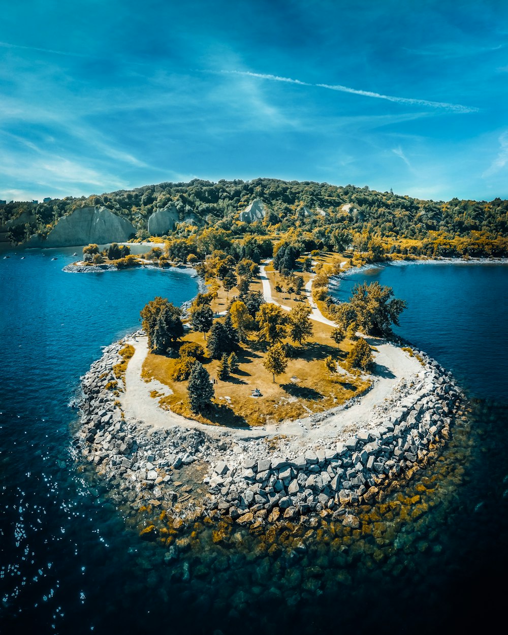 Vue de dessus d’une île