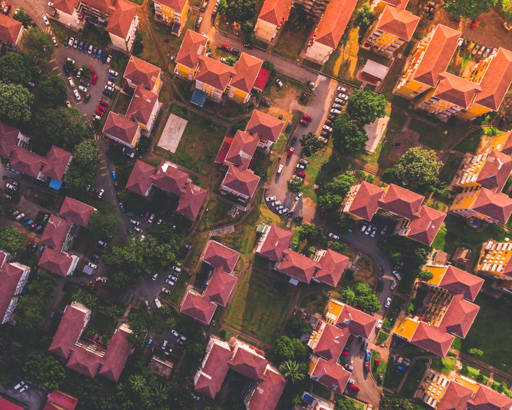 bird's eye photography of red and orange houses