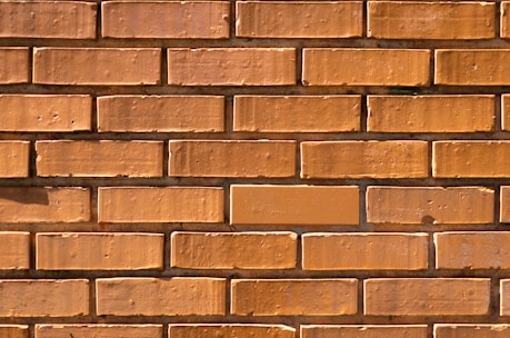 Close-up of a freshly built brick wall showcasing precise craftsmanship.