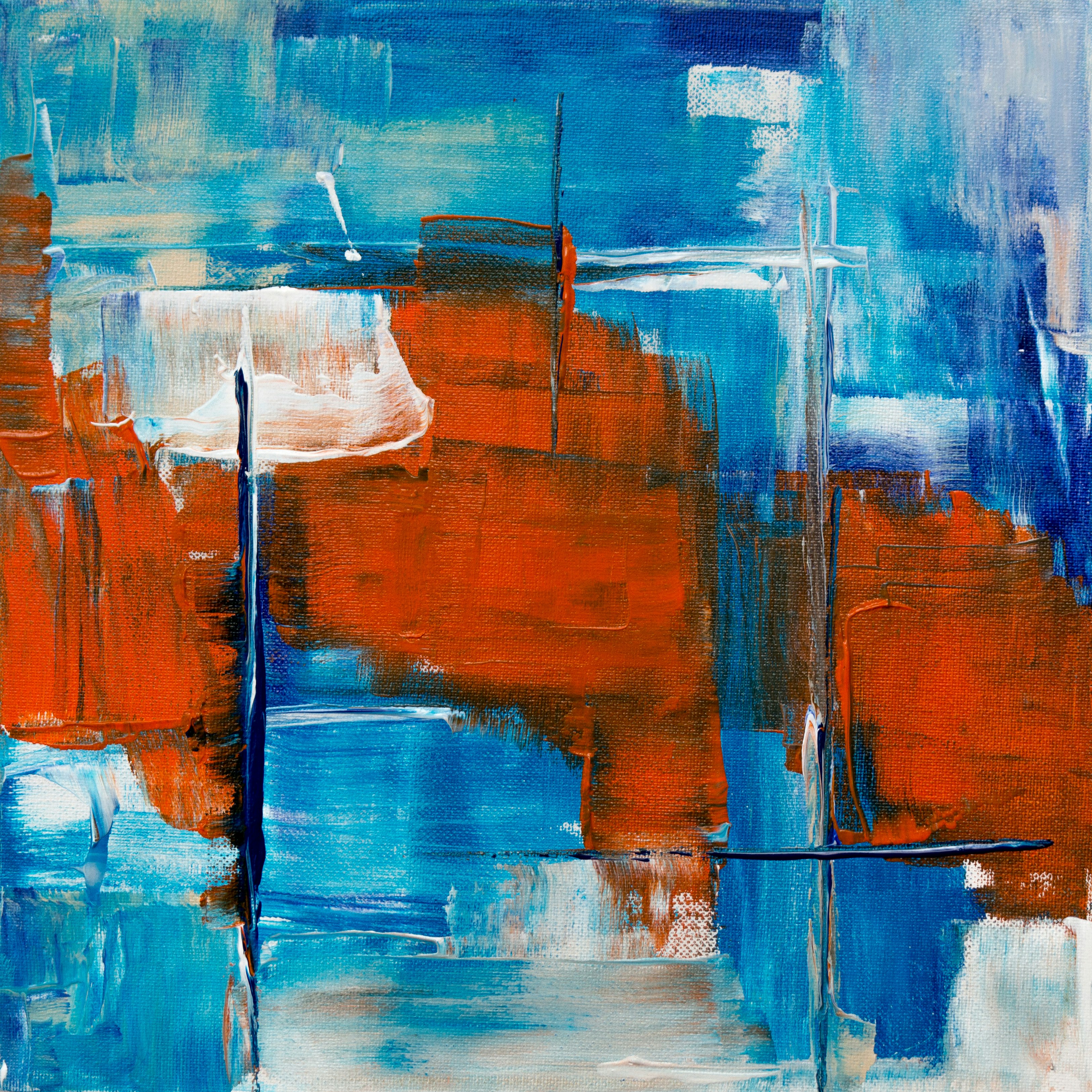 red and blue abstract painting