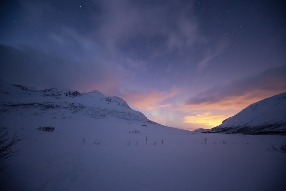 snowy mountain during golden hour photography