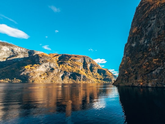 yellow mountain in Nærøyfjord Norway