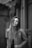 grey scale photo of woman in jacket