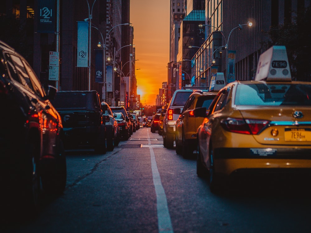 low light photography of street cars