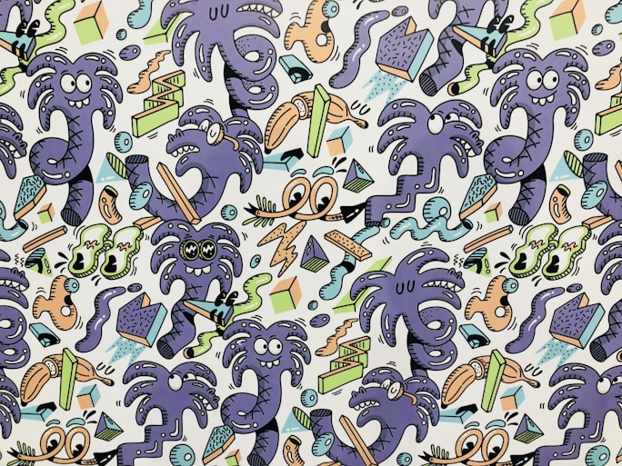 A vibrant t-shirt featuring a playful cartoon print with bright colors