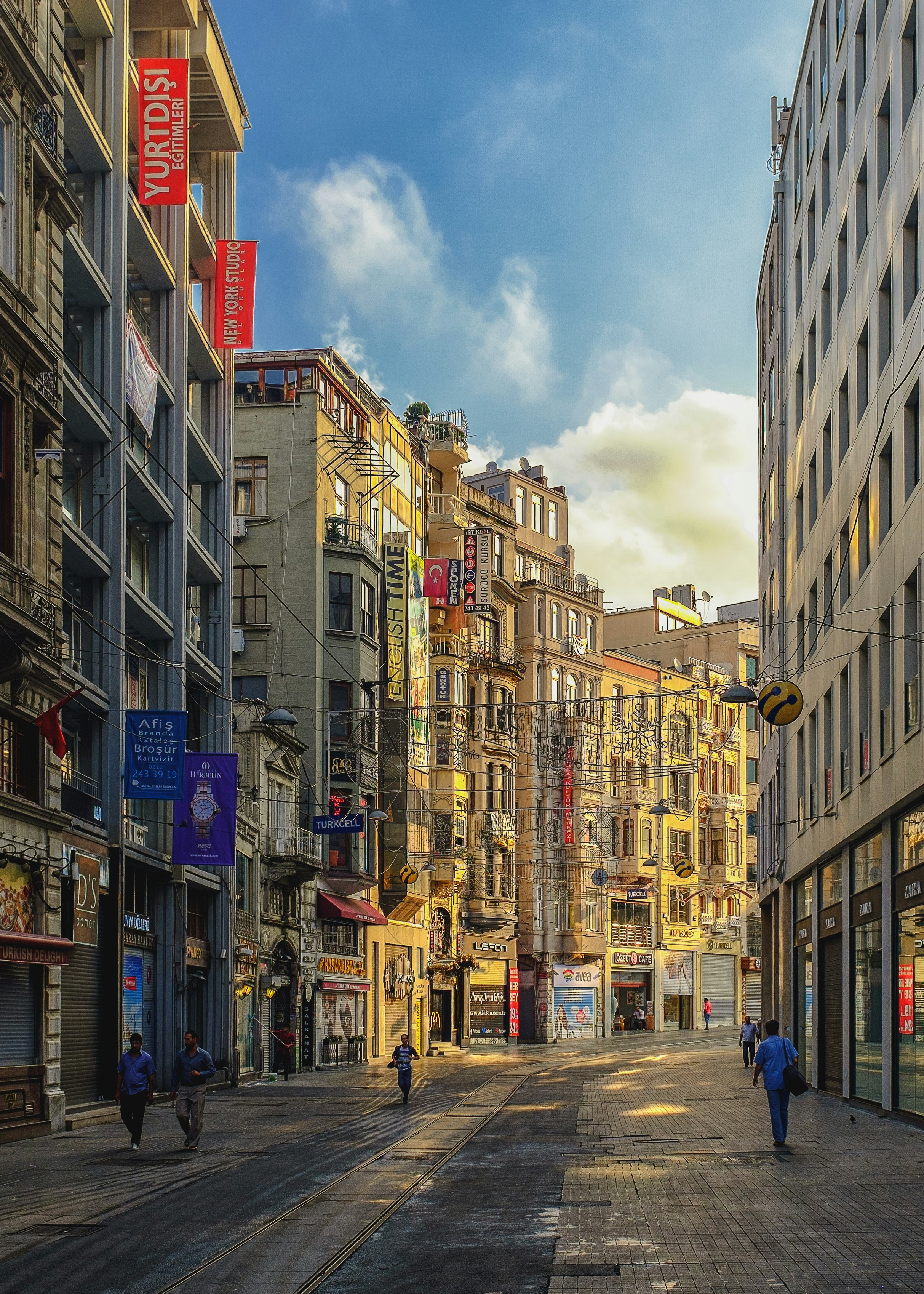 Walking back from shooting the sunrise on the Bosphorus toward our hotel near Taksim Square, I loved the way the morning sunlight filtered through the curving streets. The scene also stood in sharp contrast to the night before when this main thoroughfare was filled end-to-end with families out dining, shopping, and celebrating the Ramadan holiday.