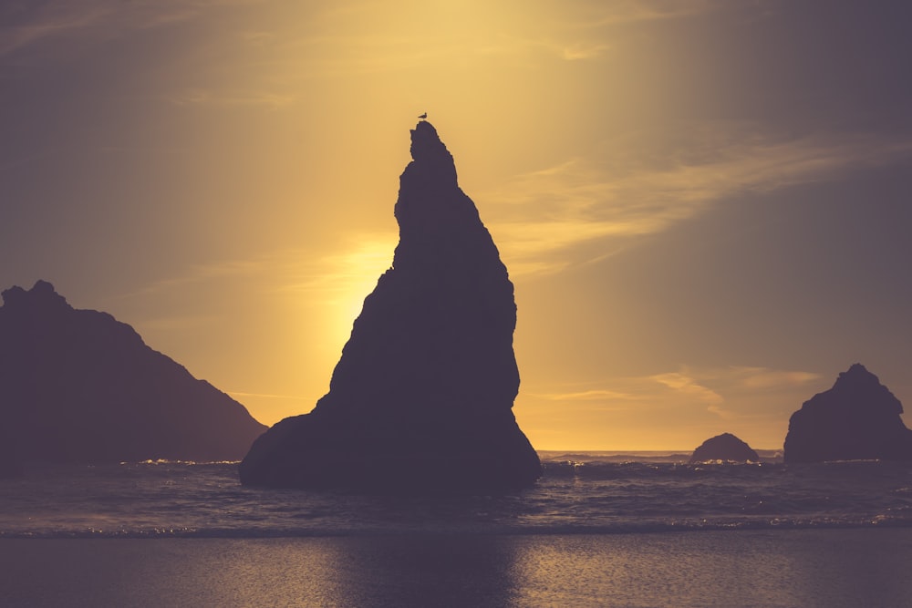 silhouette of rock formation