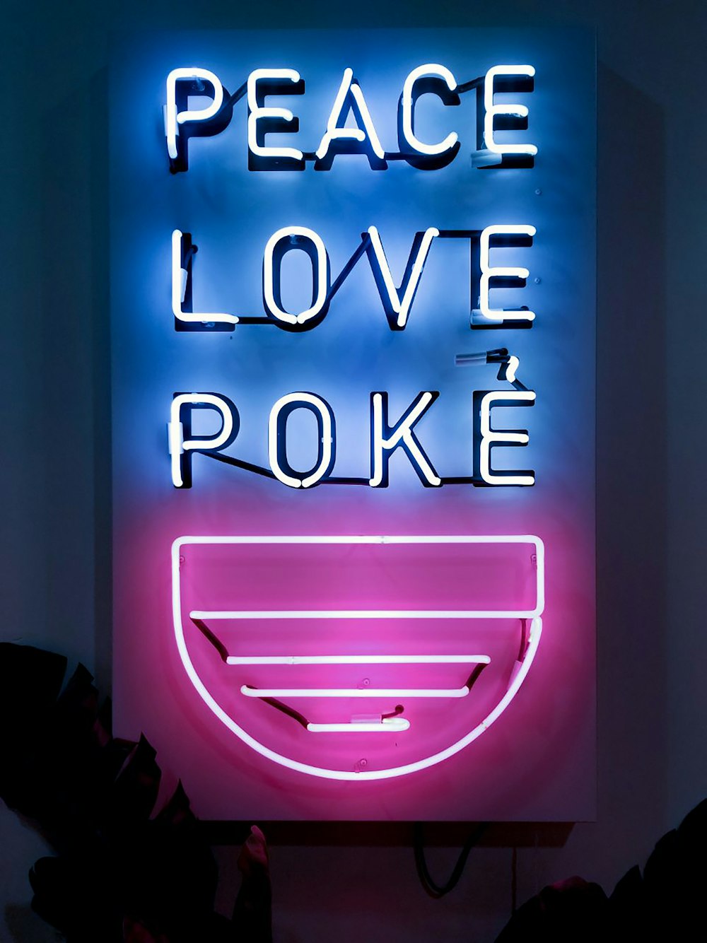 Paz Amor Poke sinal de néon