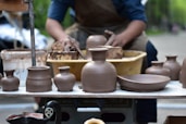several clay vase molds