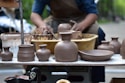 several clay vase molds
