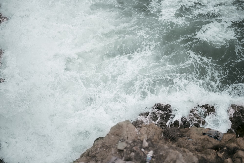 ocean waves on rock formation