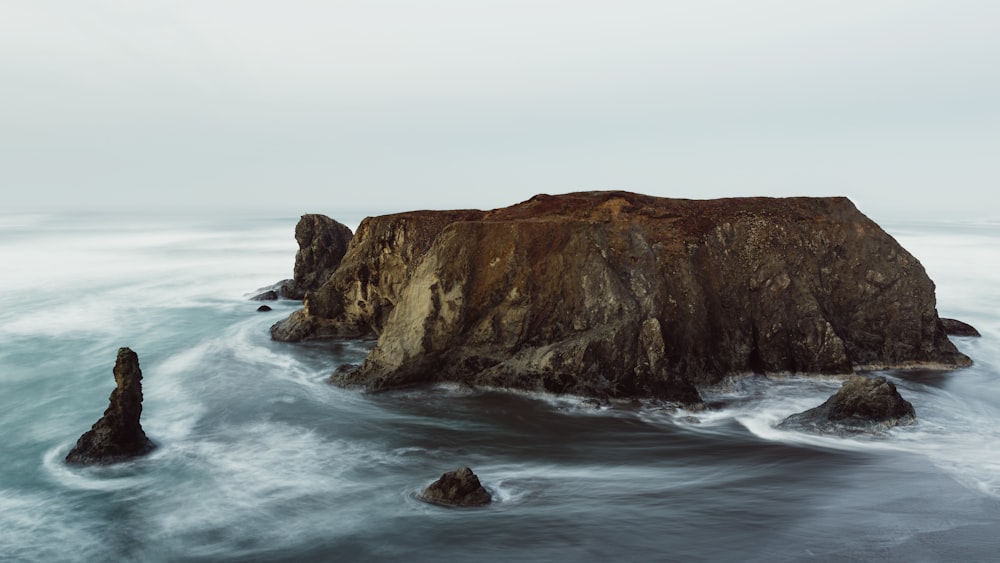 time lapse photo of brown islet