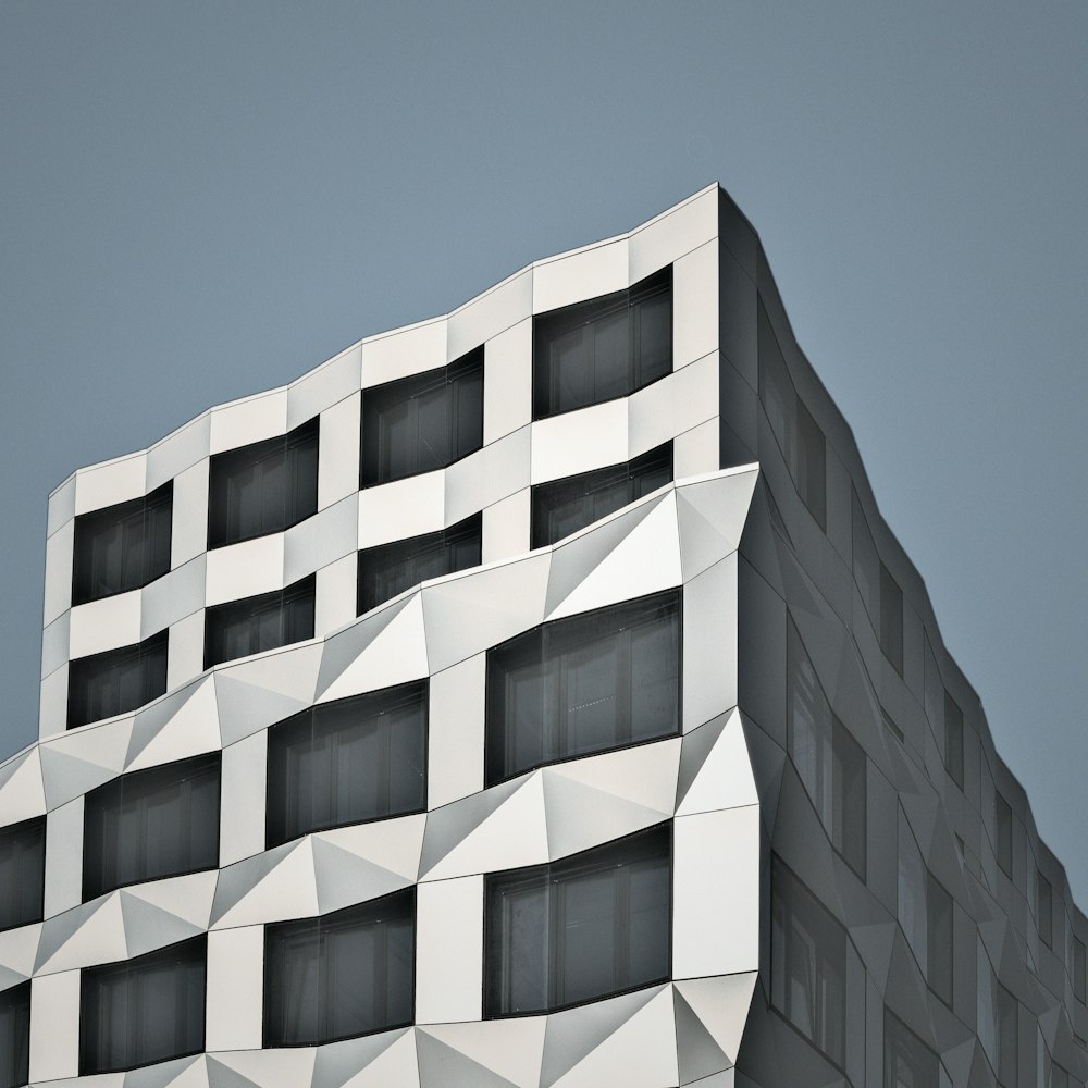 gray high-rise building artwork