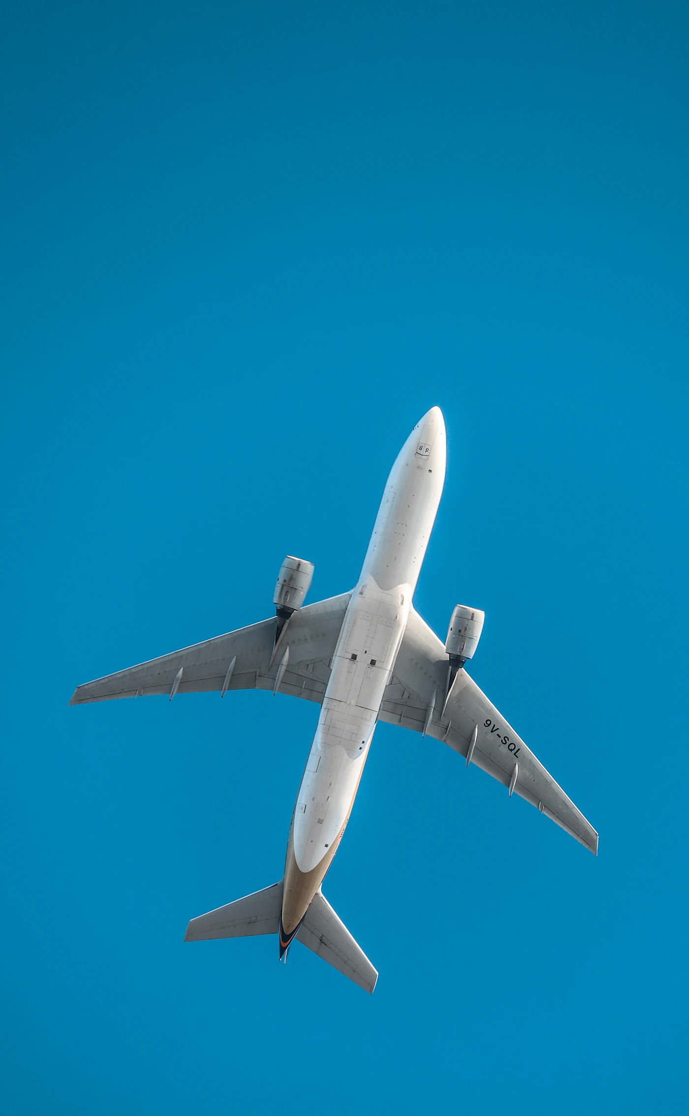 Widebody aircraft viewed from below