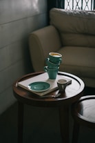 teal ceramic teacups