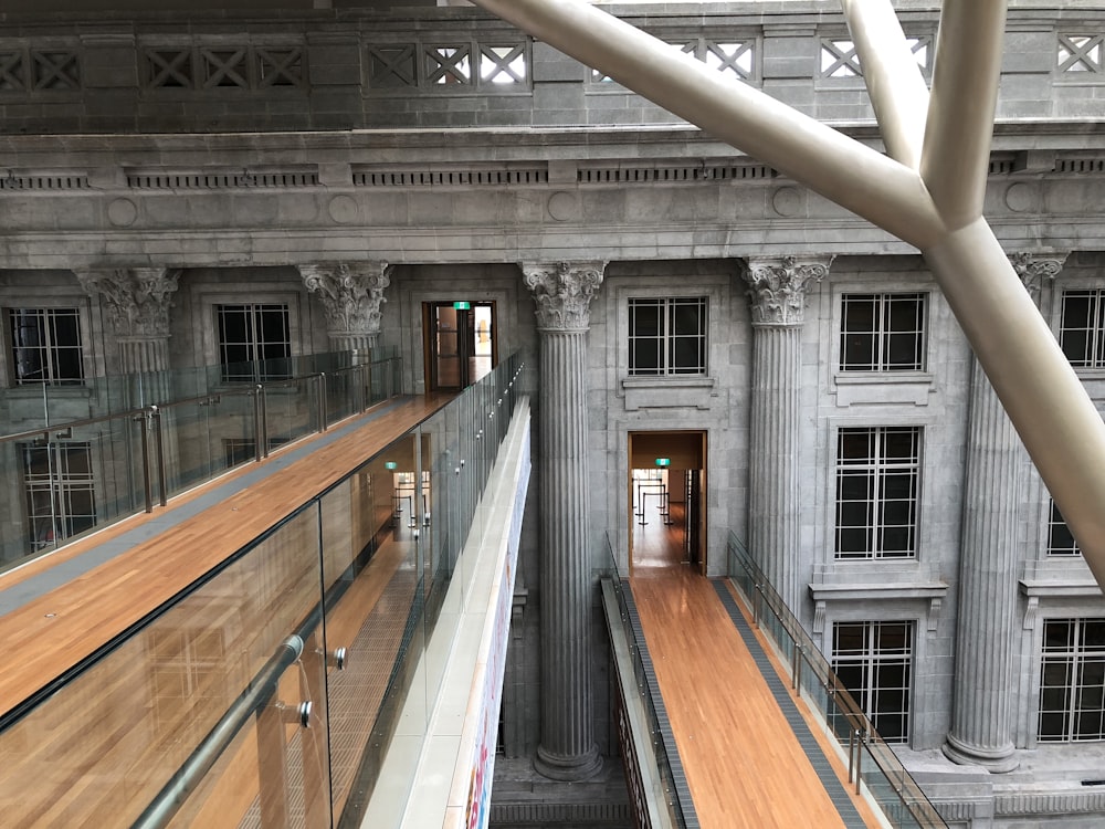 empty brown building pathway