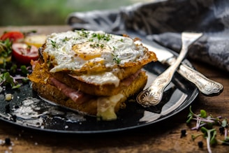 sunny side-up egg and bread on plate