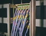 blue LAN cable plugged in green and black router