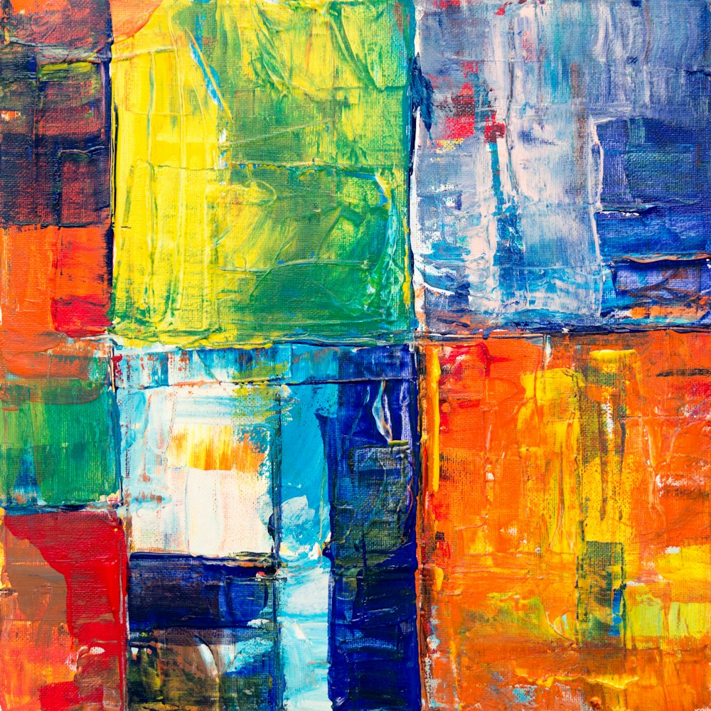 Pintura abstracta rectangular a base de óleo