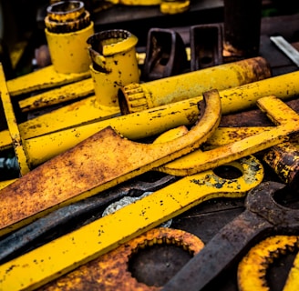 yellow metal tool lot
