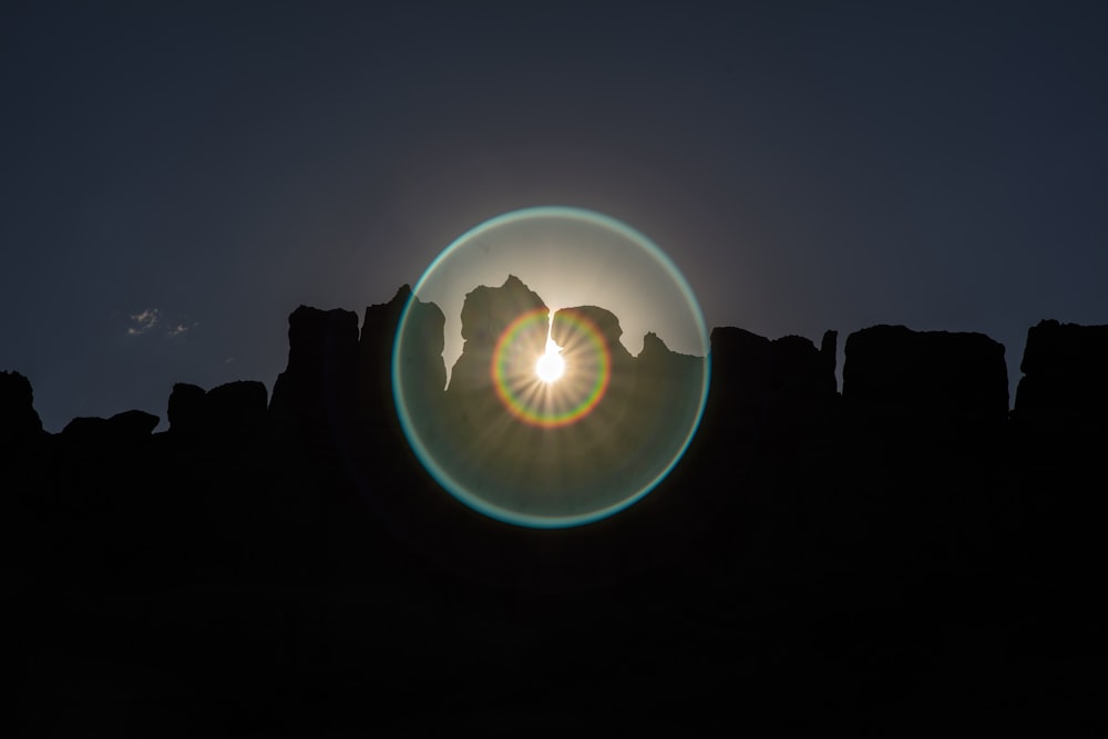 scenery of silhouette of rock formation