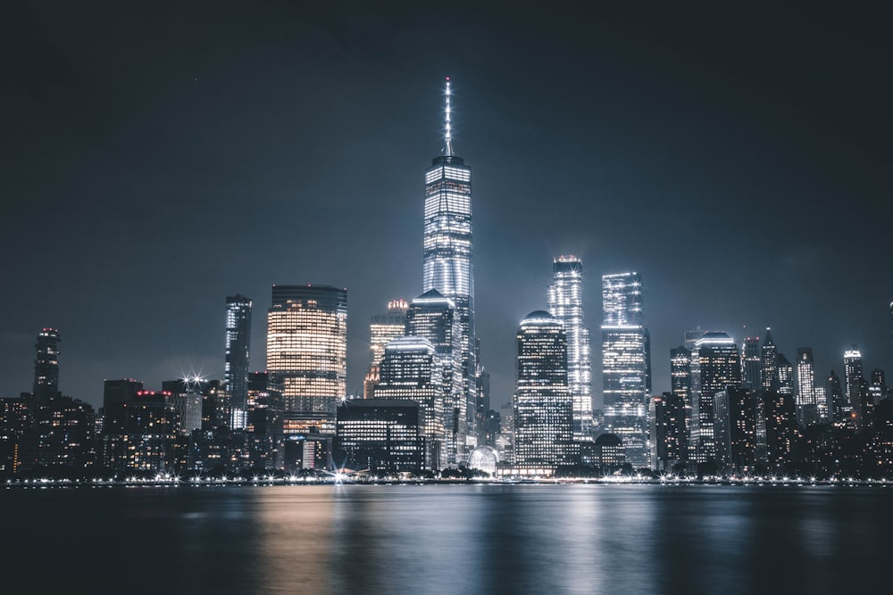 landscape photography of high-rise building during nighttime