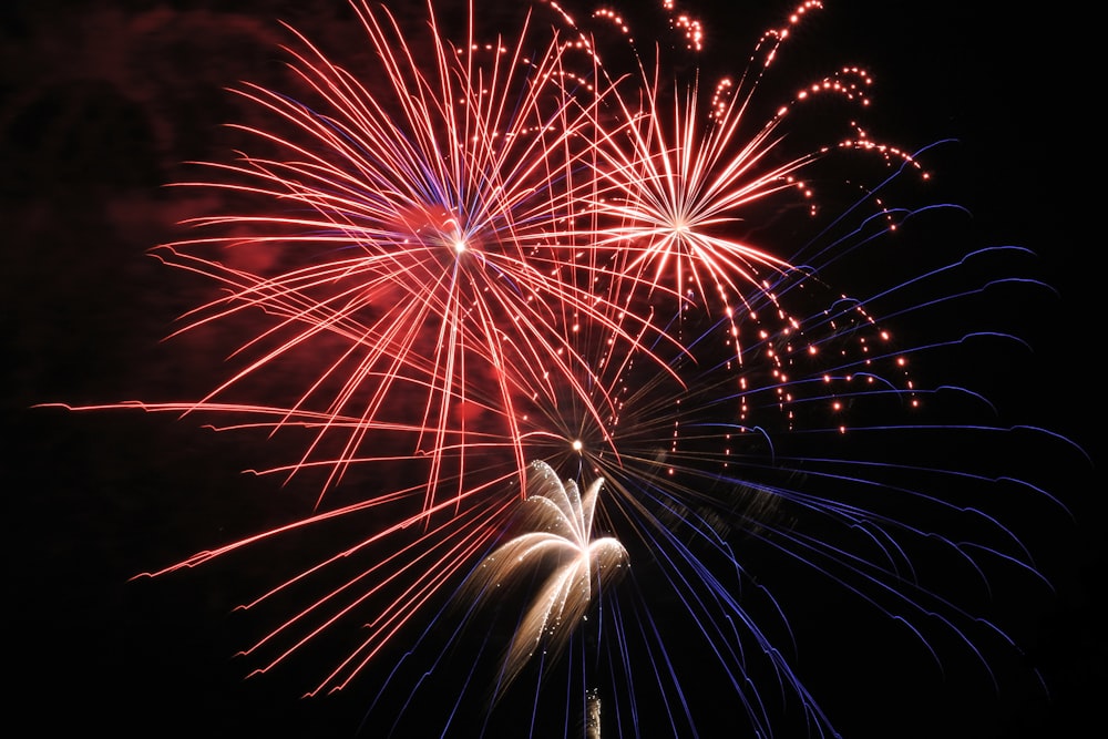 Fuegos artificiales en cielo negro