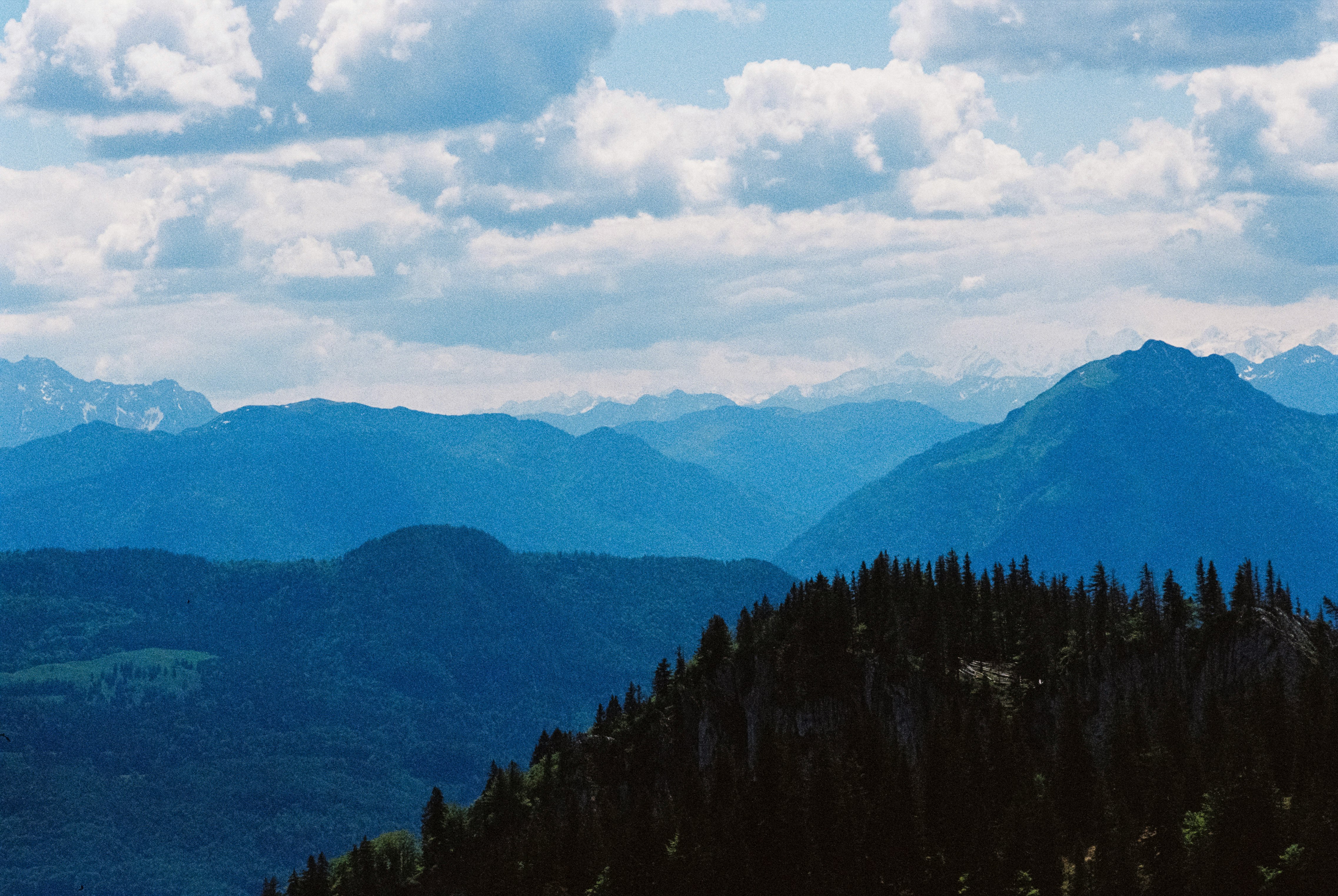 high-angle photography of mountain range