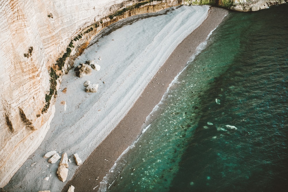 aerial view photography of seashore