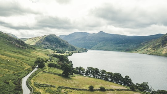 aerial view of body of water in Lake District National Park United Kingdom