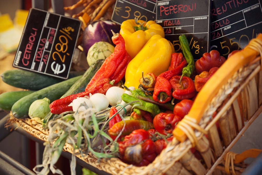 assorted-variety vegetables inside basket