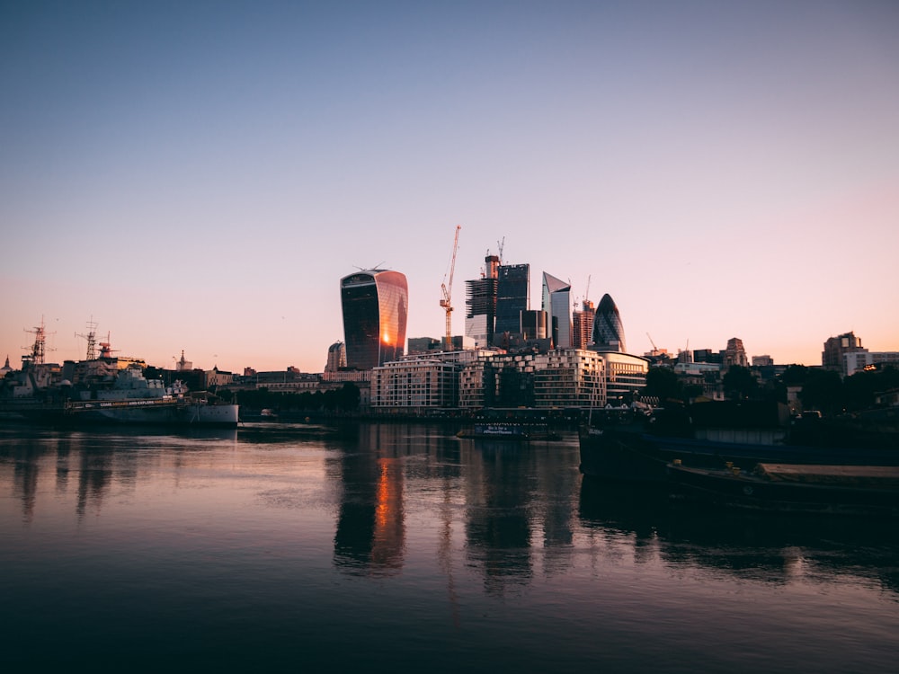 high rise buildings near body of water