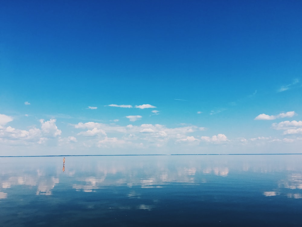 青空の下の水域