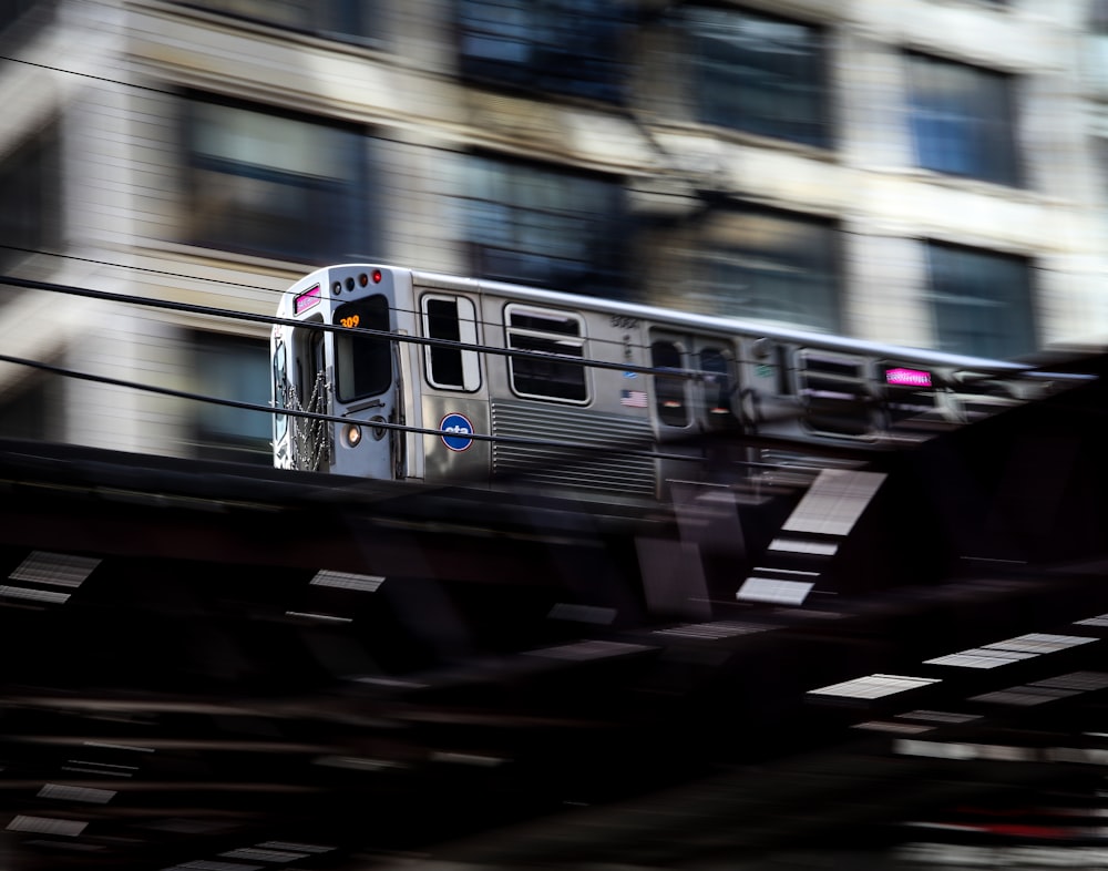 timelapse photography of gray train