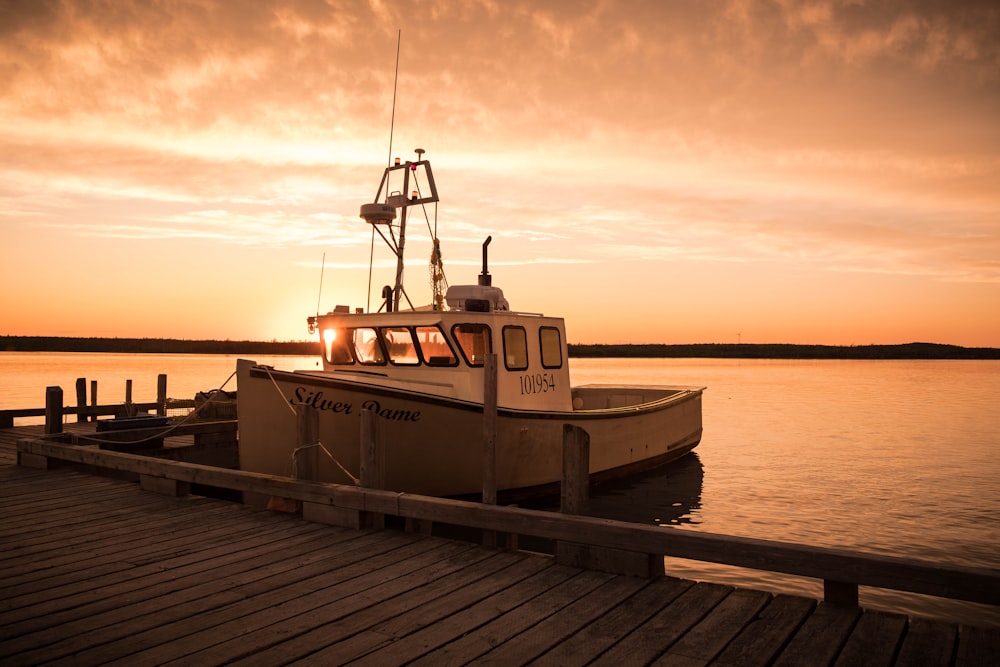 white boat on dock during daytime