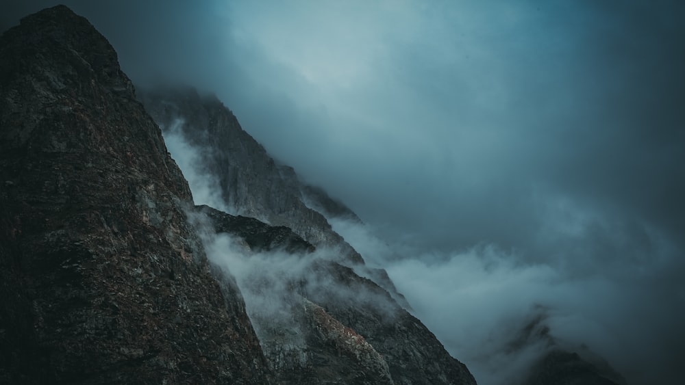 mountain covered with clouds