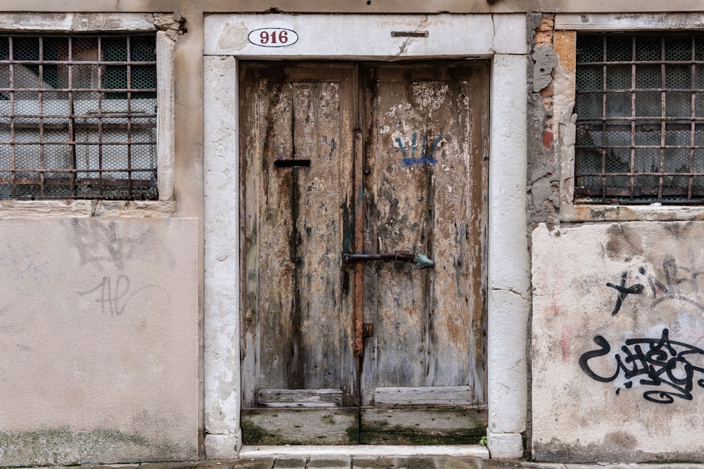 closed brown wooden door