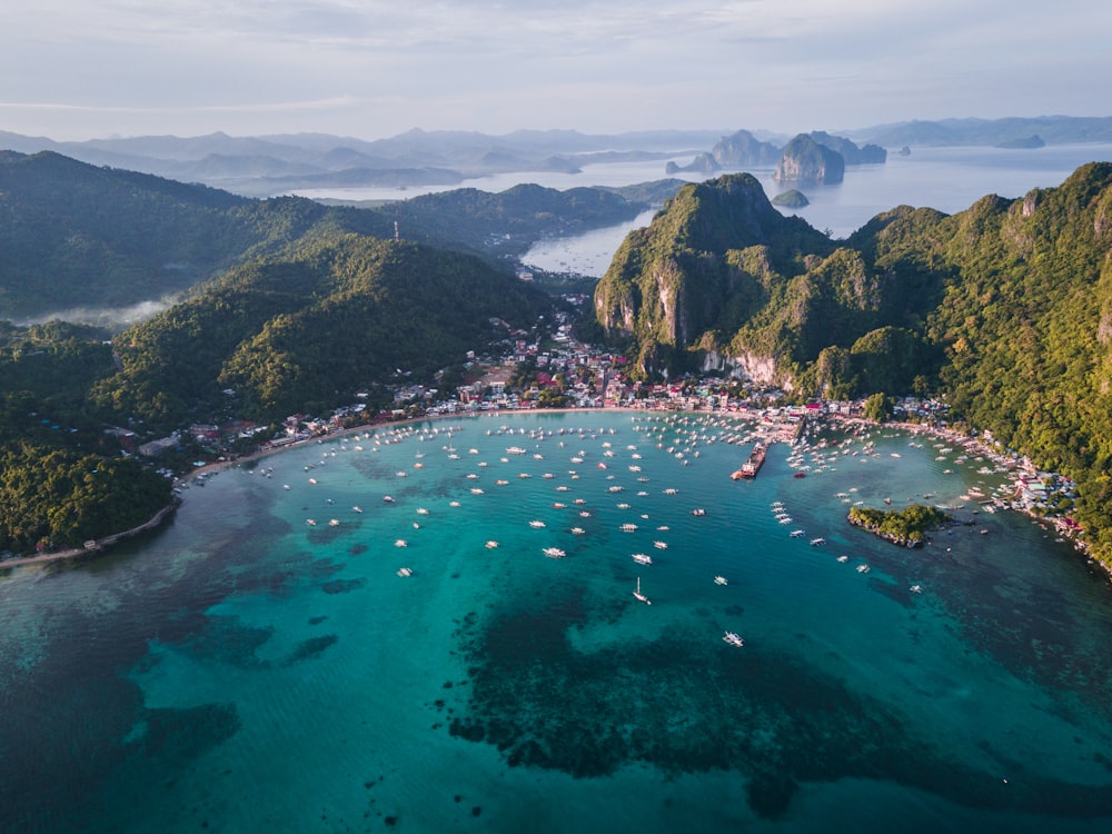 photographie de paysage de l’île avec des bateaux