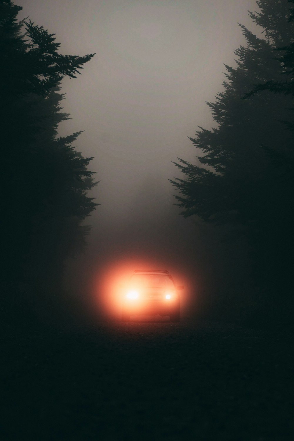 Auto auf grauem Asphalt unter bewölktem Himmel