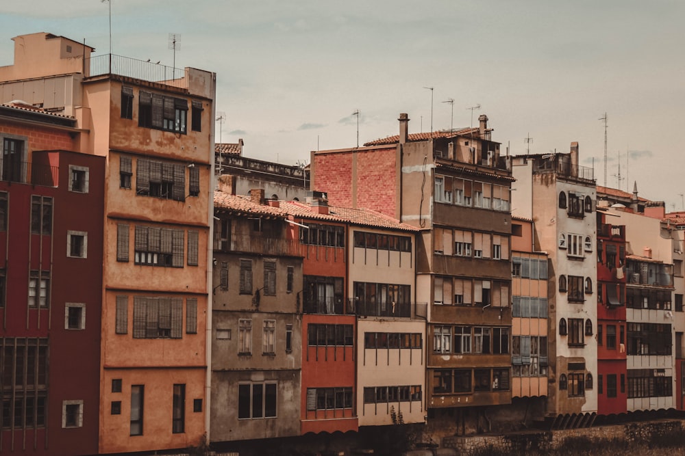 lined up concrete buildings