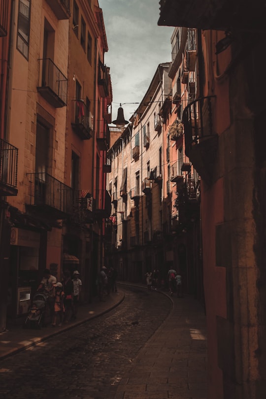 people walking street beside brown building in Girona Spain