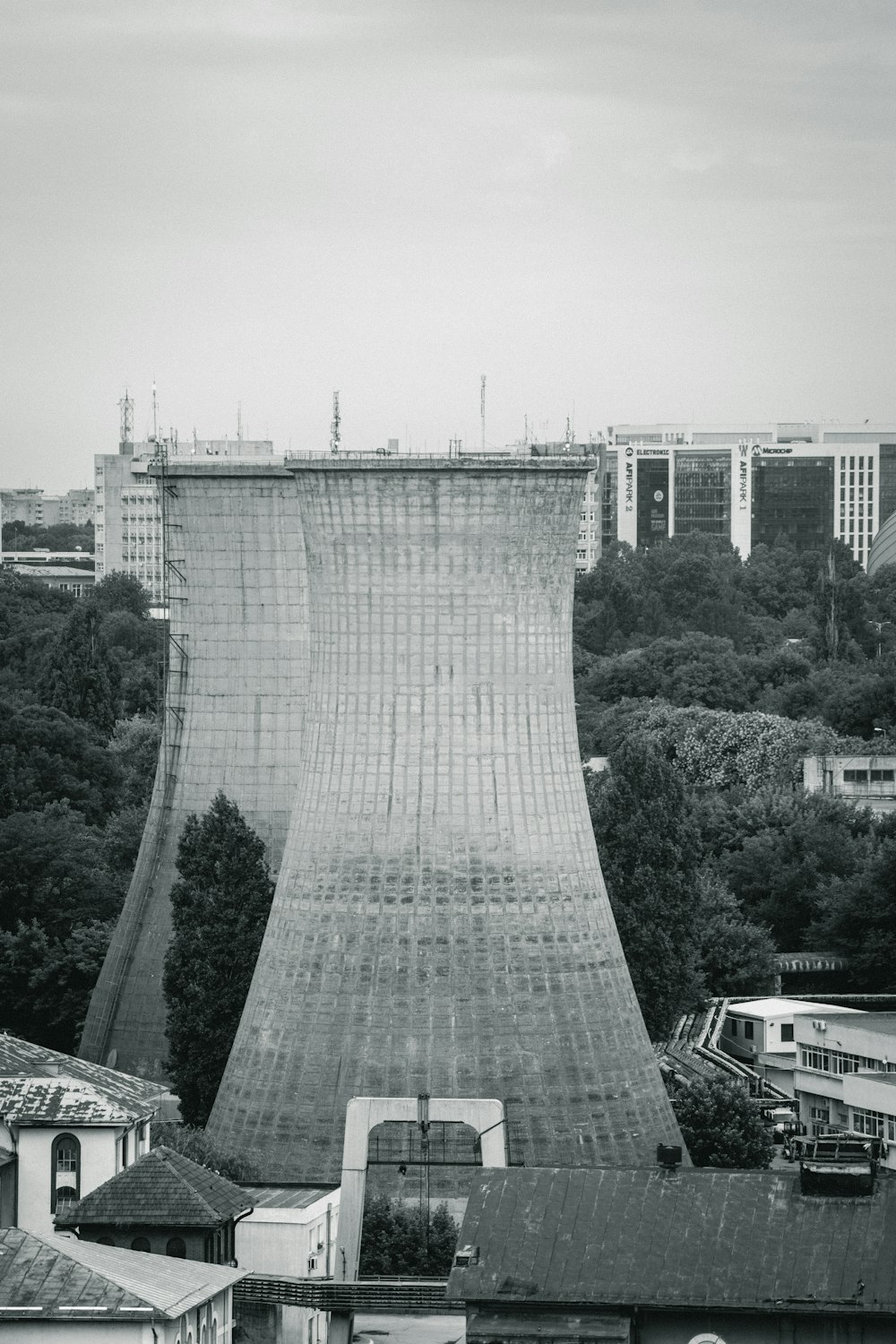 foto em escala de cinza dos edifícios