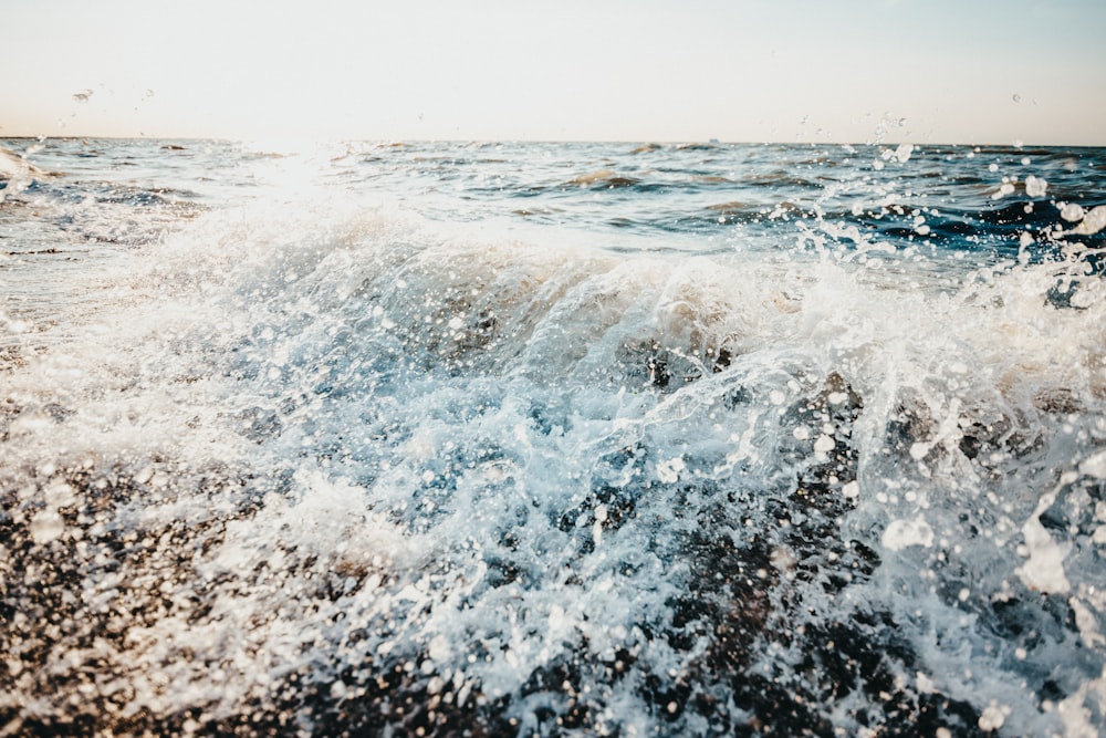 timelapse photography of wave