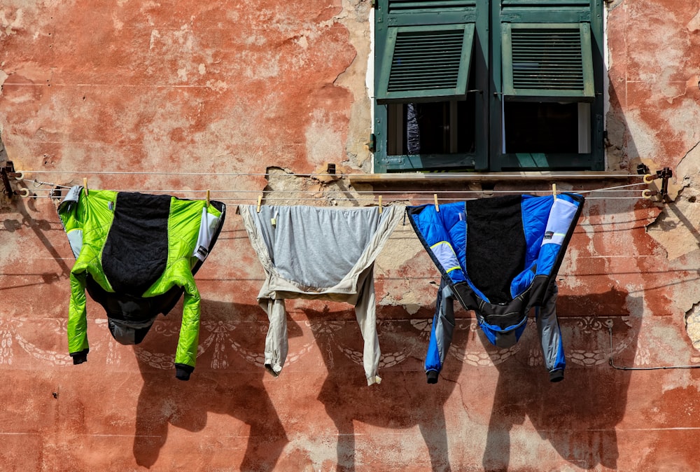 clothes hanging out to dry on a clothes line