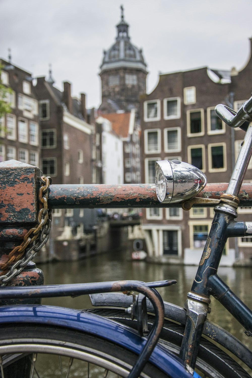 bicycle leaning on rail