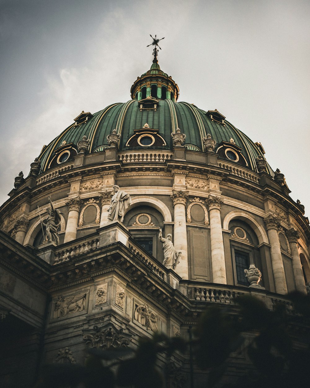 gray and green dome building