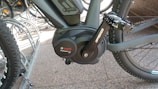 Detailed shot of the electric bike's motor and pedal system